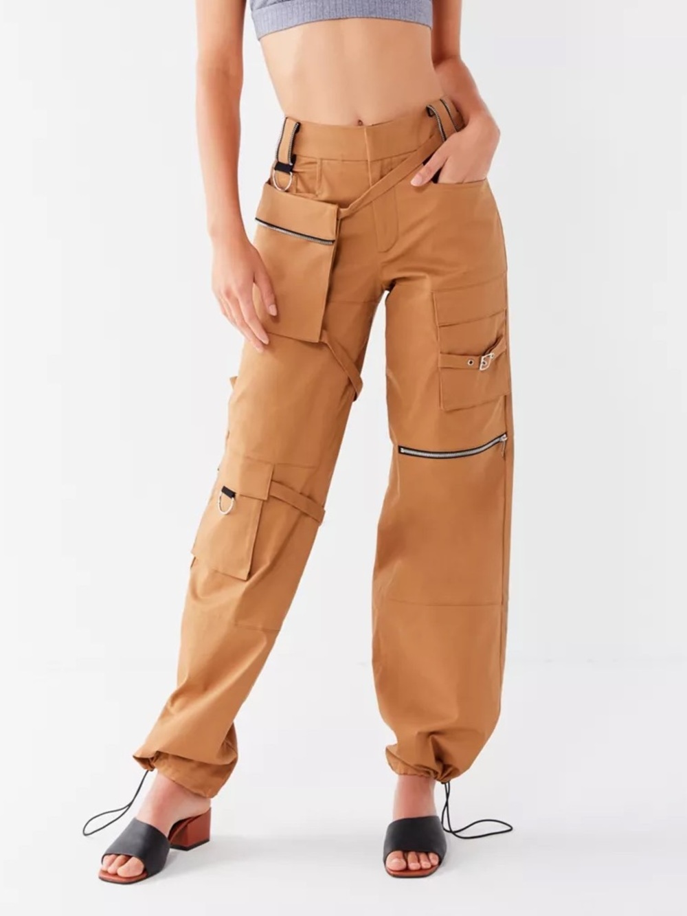 I Am Gia Sz S Harper Brown Cargo Utility Relaxed Festival Pants